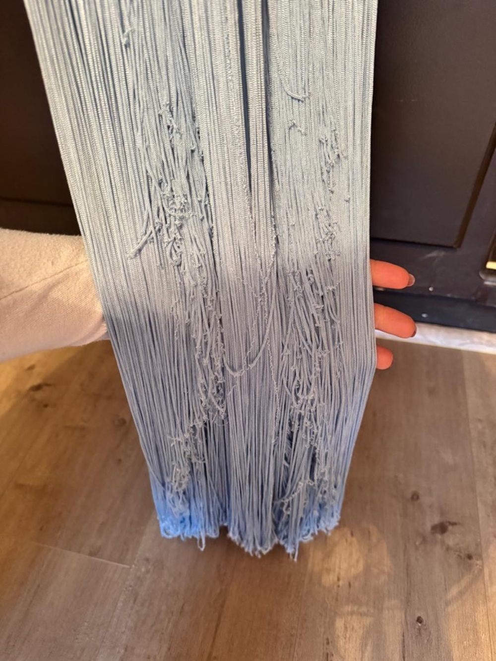 Herve Leger Blue Fringe Halter Maxi Dress - Picture 9 of 12